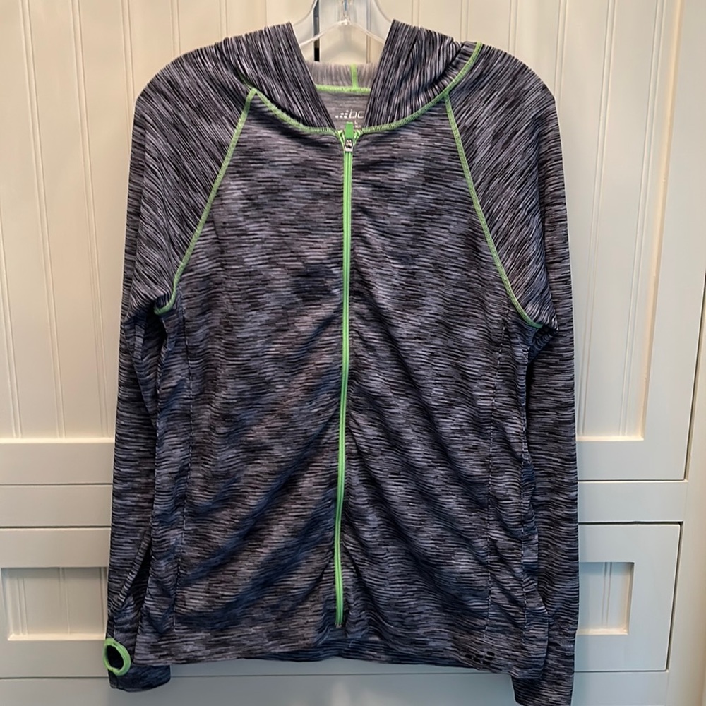 bcg Women’s Black and Grey Heathered Hoodie with Neon Green Accents